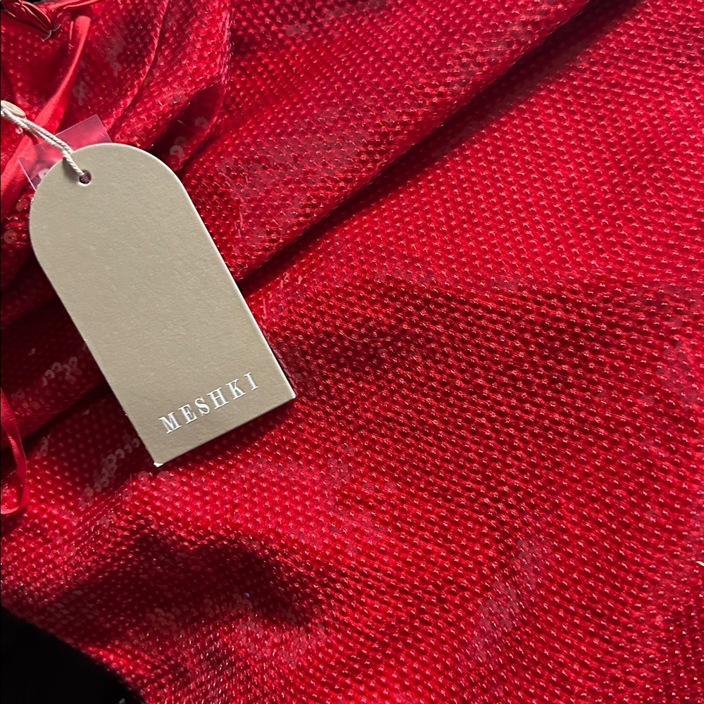 Meshki Red Mini Dress with Floral Detail - Picture 4 of 4
